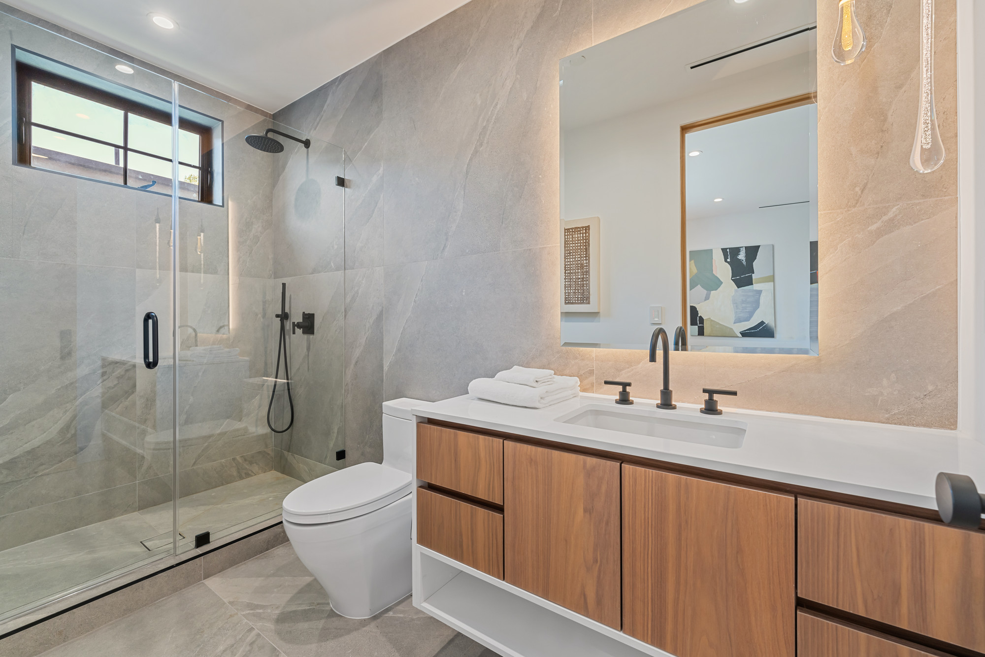 Walnut floating vanity