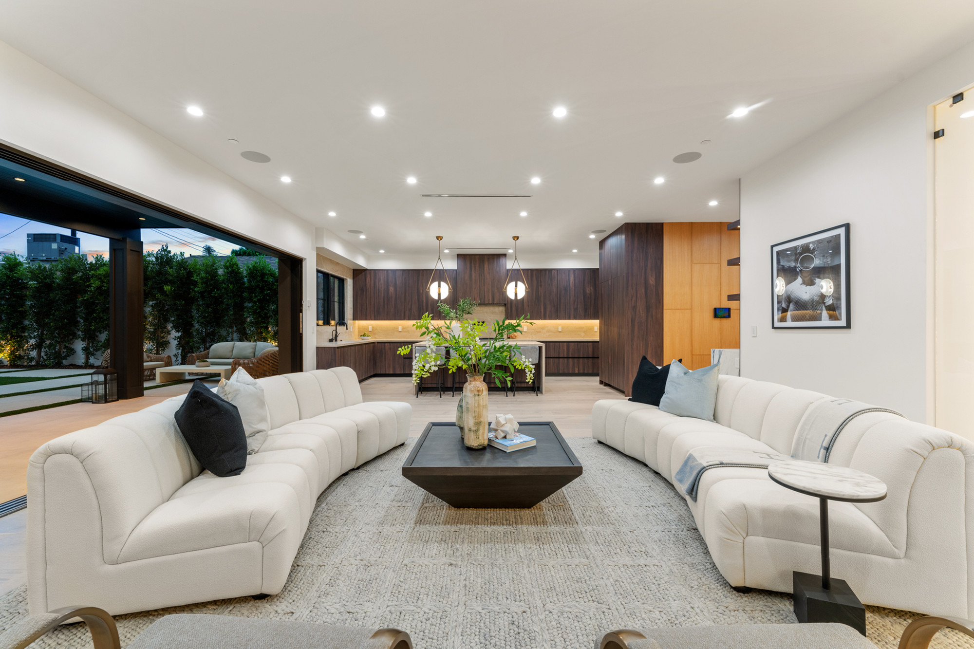 Walnut built-in millwork, living room, North Hollywood